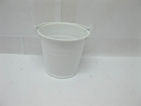 12 White Mini Tin Pail Bucket for Wedding 5.5x5.5x4cm - Click Image to Close