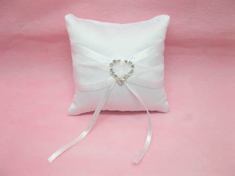 1Pcs White Wedding Ring Pillow 10x10cm with Heart Buckle Wholesa - Click Image to Close