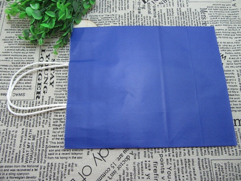 48 Bulk Kraft Paper Gift Carry Shopping Bag 22x16x8cm Dark Blue - Click Image to Close