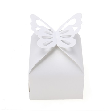 50X Shiny White Butterfly Wedding Favor Candy Gifts Boxes - Click Image to Close