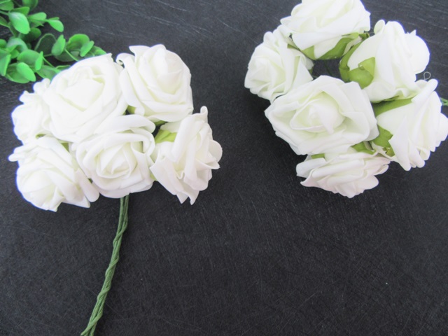 12Bundle X 6Pcs Off-white Foam Rose Flower Wedding Decor - Click Image to Close